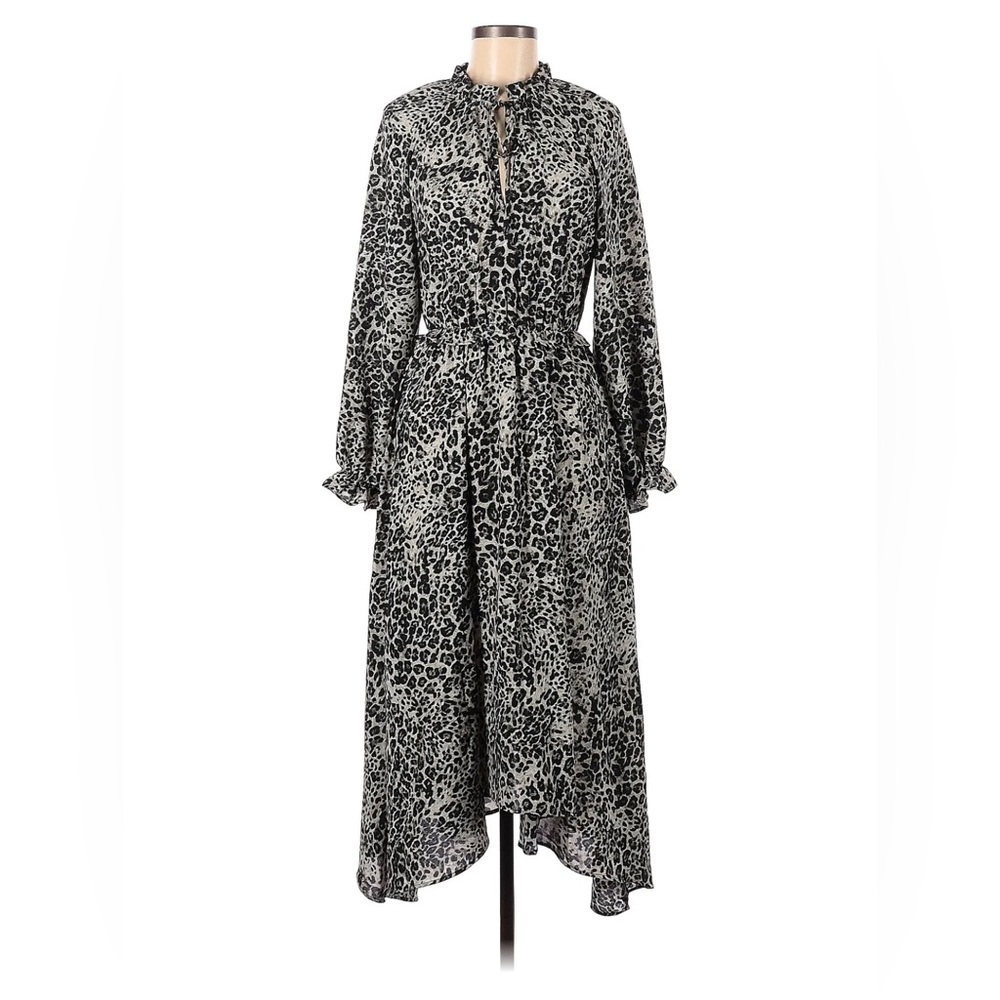Banana Republic Woman Gray Animal Print Midi Dress SIZE: 8